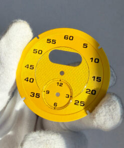 Porsche Dashboard Stopwatch Sport Chrono Gauge Face – Speed Yellow Metal / Carbon Style