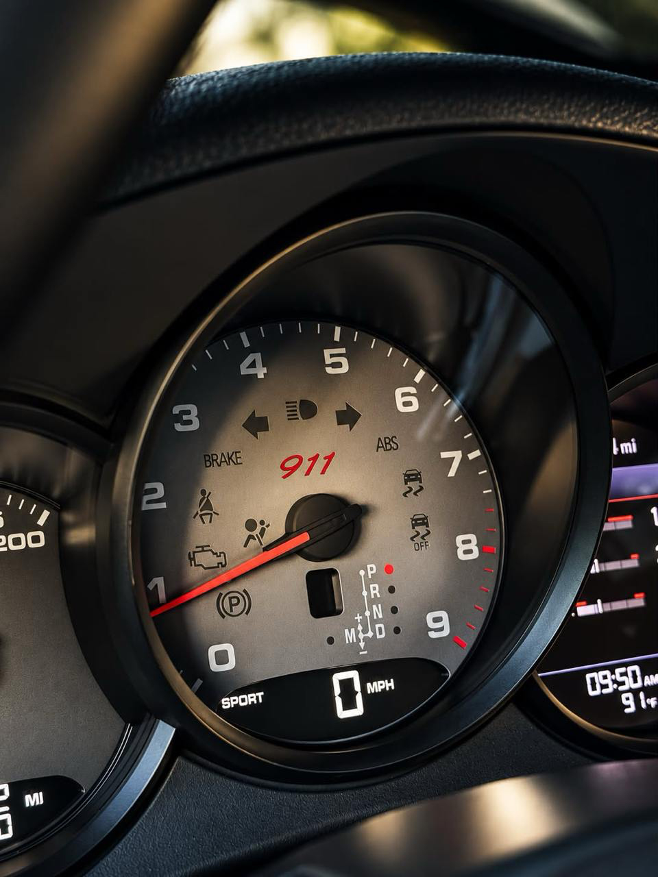 porsche-911-991-instrument-cluster---gray-with-red-logo-tachometer